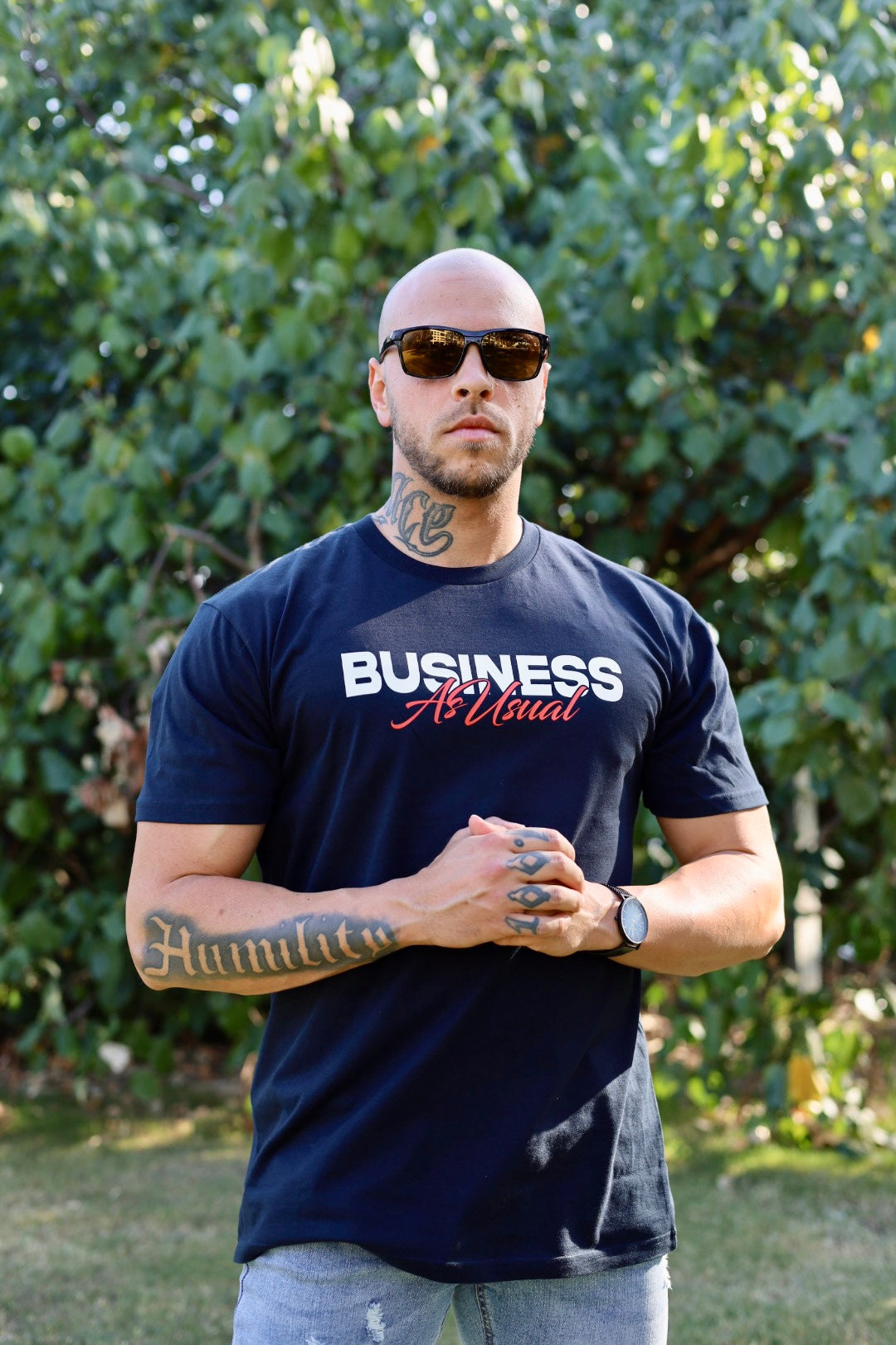 "HEADLINE" T-Shirt - Navy